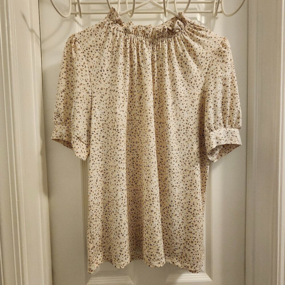 Adrianna Papell White Pink Print Blouse